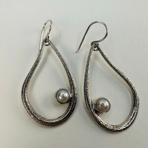 Silpada Sterling Silver and Pearl 925 Teardroo Dangle Earrings W2046